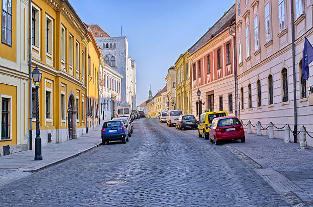 Narrow street on Castle Hill in Budapest - Hungary