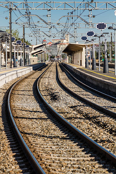 istock train tracks near the station 476558844