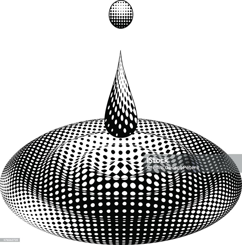 Drip, Splash and Ripple Halftone pattern, Line art vector of a water drip, splash and ripples. Digitally Generated Image stock vector