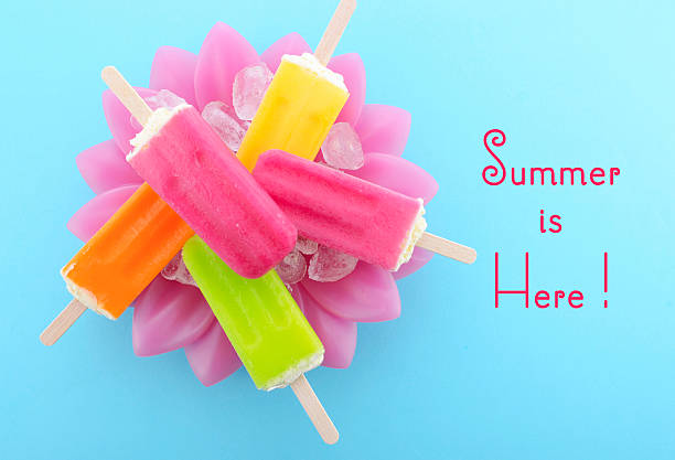 Summer is Here concept with bright color ice creams