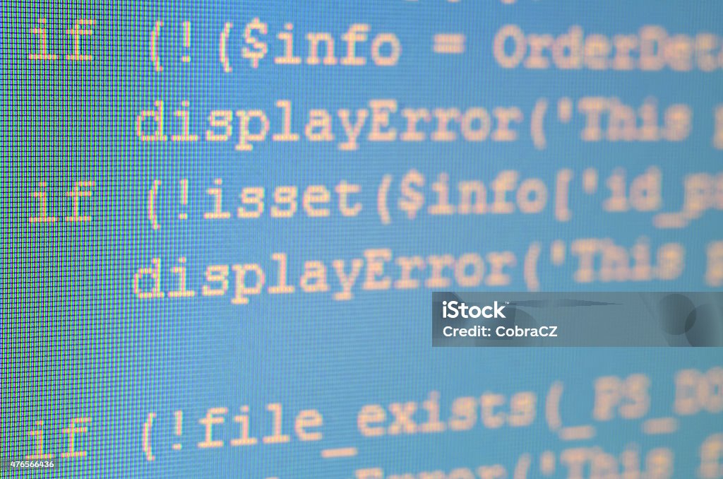 PHP code on monitor Web PHP source code on monitor 2015 Stock Photo