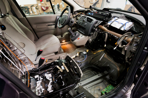 Shot of disassembled car interior
