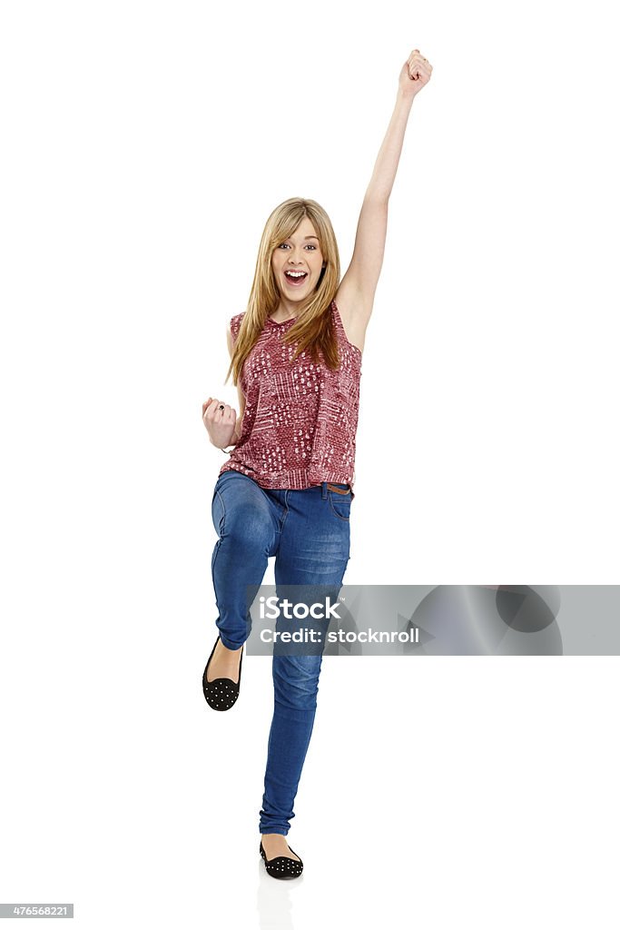 Pretty young woman looking excitación - Foto de stock de Aclamar libre de derechos