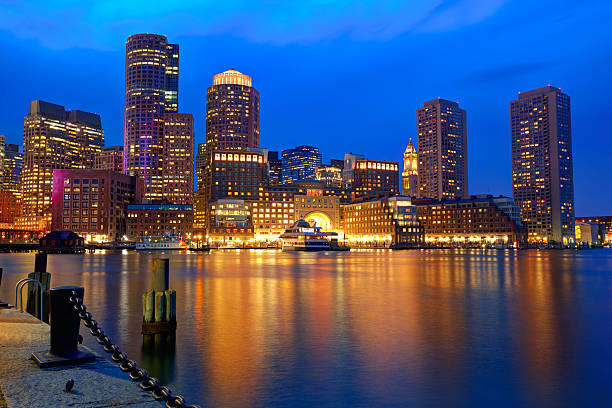 istock Boston sunset skyline at Fan Pier Massachusetts 476568320