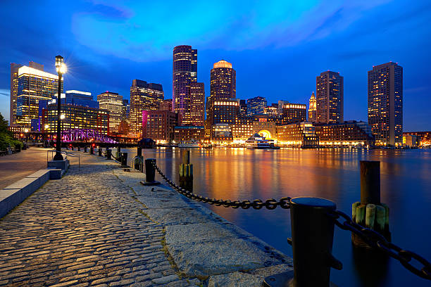 istock Boston sunset skyline at Fan Pier Massachusetts 476568382