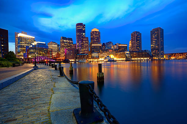 istock Boston sunset skyline at Fan Pier Massachusetts 476569850