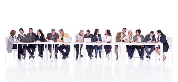 istock Group of multi-tasking business people isolated on white. 476569916