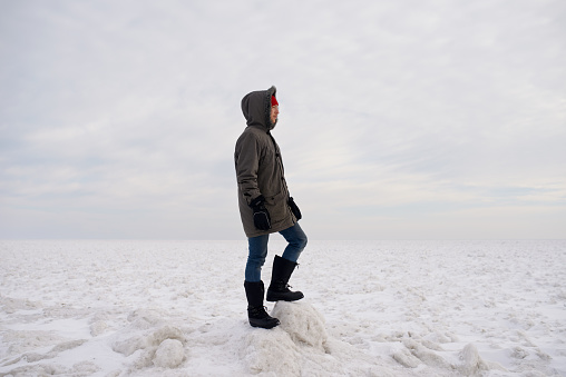 Full length shot of a young man wearing a winter coat standing in the snowhttp://195.154.178.81/DATA/i_collage/pu/shoots/804826.jpg