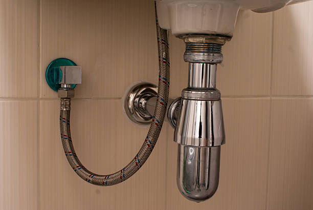 basin drainer in the bathroom stock photo