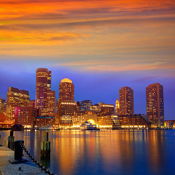 istock Boston sunset skyline at Fan Pier Massachusetts 476572786