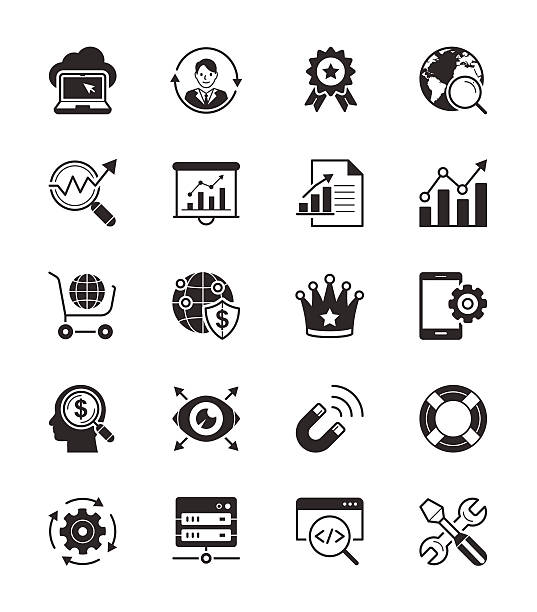 SEO & Internet icon set on White Background Vector Illustration An illustration set for your web page, presentation, & design products. better world stock illustrations