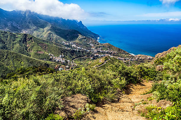 istock View from mountain footpath to city in valley 476575238