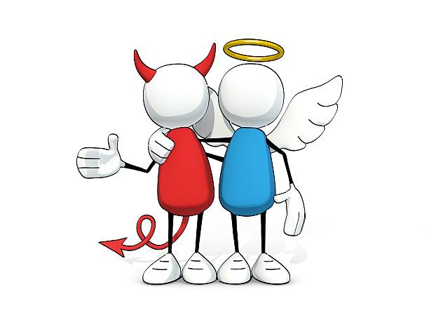 little sketchy angel and devil as friends