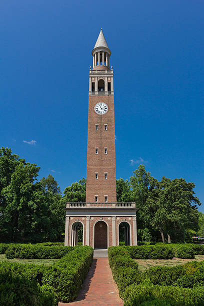 Bell Tower at UNC-Chapel Hill Chapel Hill, NC, USA - June 6, 2015: Bell Tower at the University of North Carolina at Chapel Hill in Chapel Hill, North Carolina. Built in 1931. university of north carolina stock pictures, royalty-free photos & images