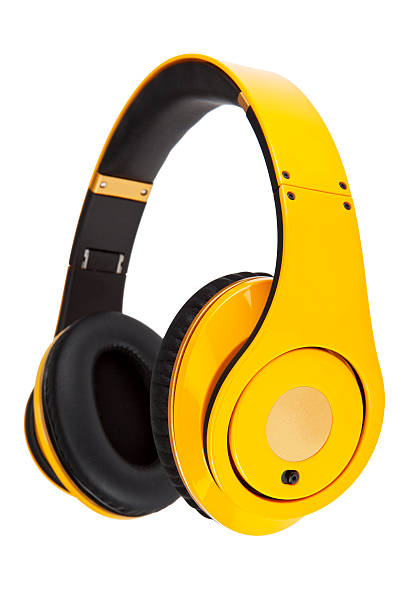 istock Yellow headphones on white background 476580879