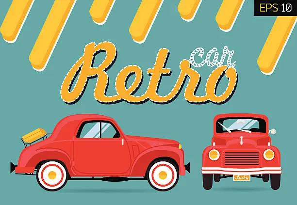 Vector illustration of Retro car Flat Vector Illustration