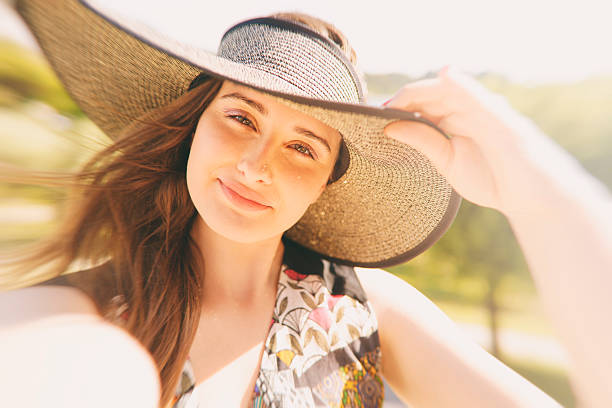 istock Cute Selfie Outdoors in Summer Camera POV 476581310