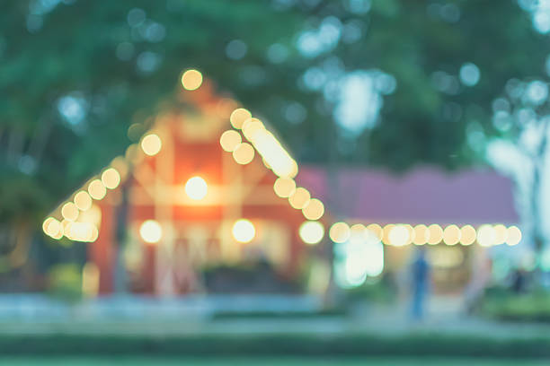 istock blurred background : Outdoor home at night with bokeh light. 476587202