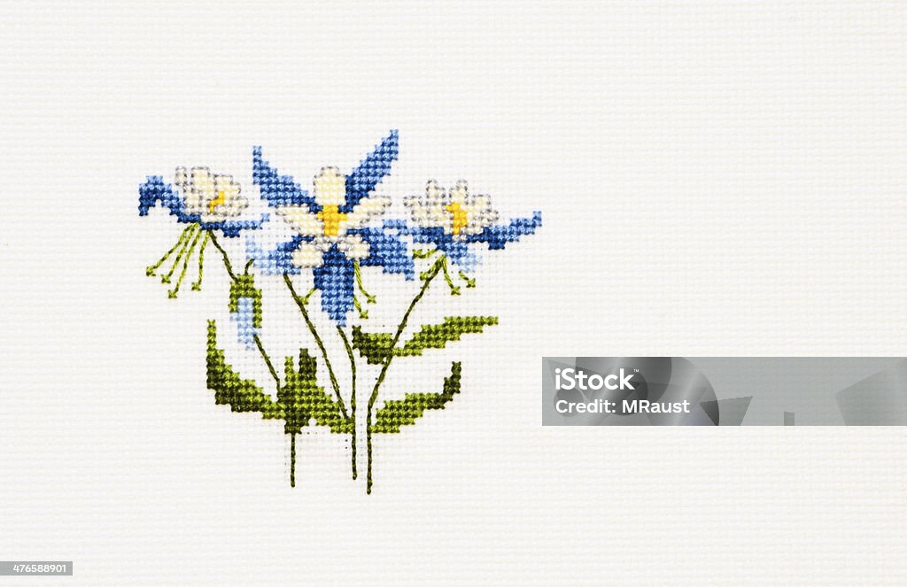 Cross Stitch Columbine flores - Foto de stock de Arte royalty-free