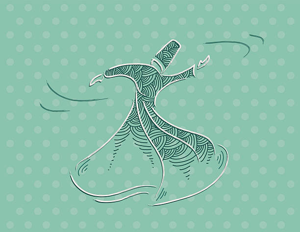 ilustraciones, imágenes clip art, dibujos animados e iconos de stock de de bebé balanceándose sufi en mevlevi sama ceremonia - ceremonial dancing illustrations