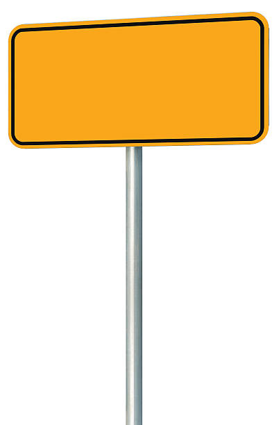 istock Blank Yellow Road Sign Isolated, Large Perspective Warning Copy Space 476589867