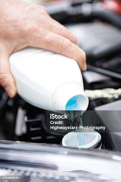 Closeup Of Man Topping Up Windshield Washer Fluid In Car Stock Photo -  Download Image Now - iStock