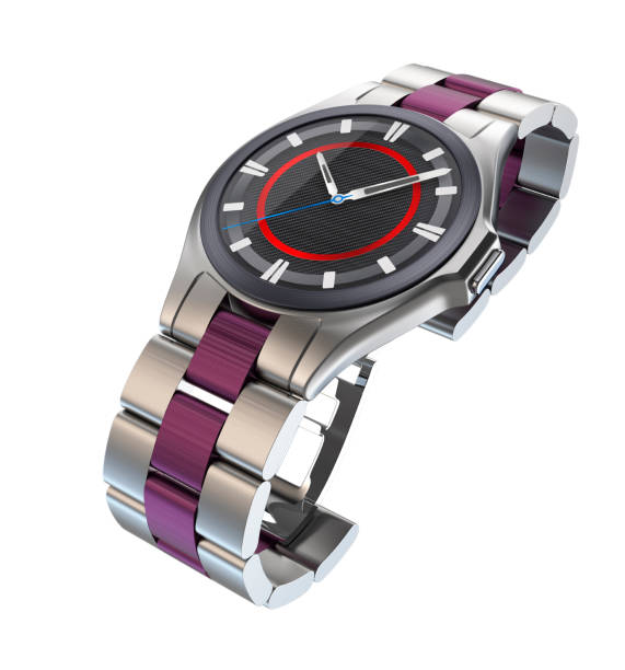 istock Smart watch with metal band isolated on white background. 476593330