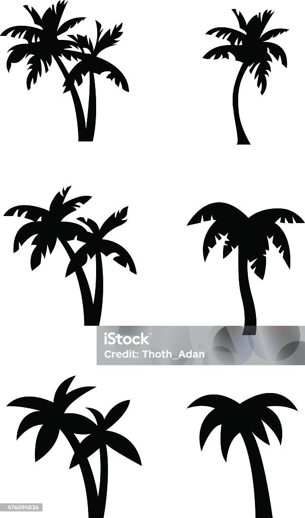 Silhuetas de árvore estilizada palm - Vetor de Palmeira royalty-free