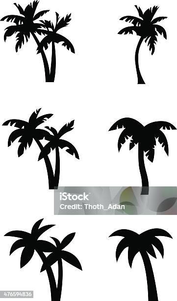 Stylized Palm Tree Silhouettes Stock Illustration - Download Image Now - Palm Tree, Vector, In Silhouette