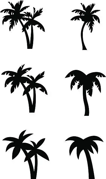 Vector illustration of Stylized palm tree silhouettes