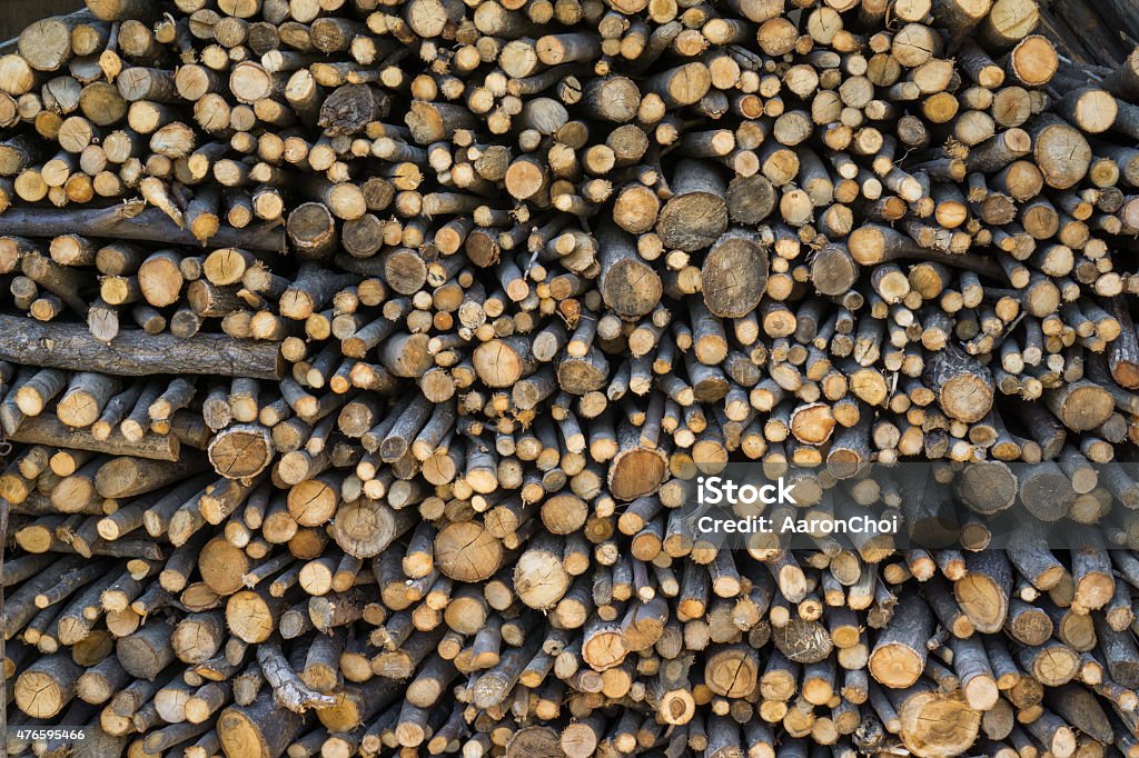 firewoods stacked stacked rows of firewood in a small countryside korean house in Ganenung, South Korea. 2015 Stock Photo