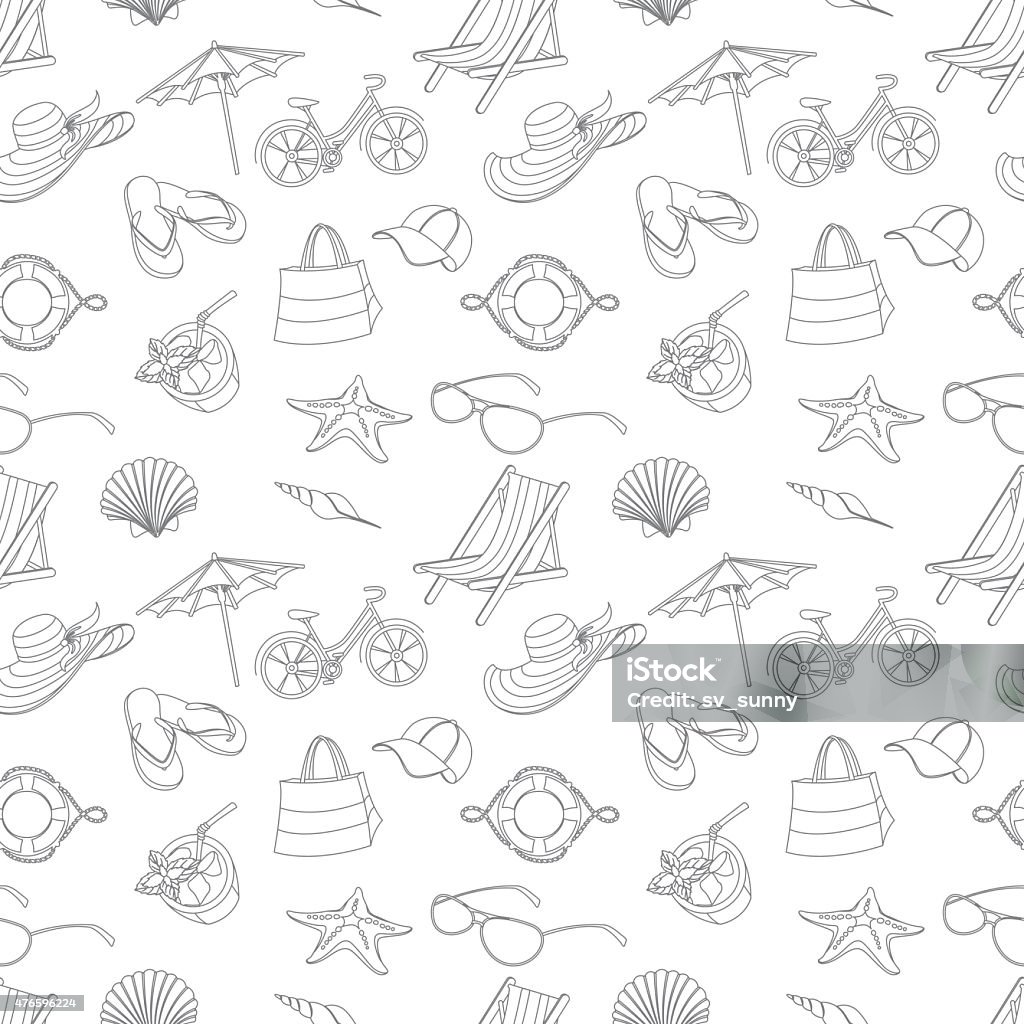 Summer icons seamless line pattern. Doodle style Vector illustration  Summer icons seamless line pattern. Doodle style Drawing - Activity stock vector