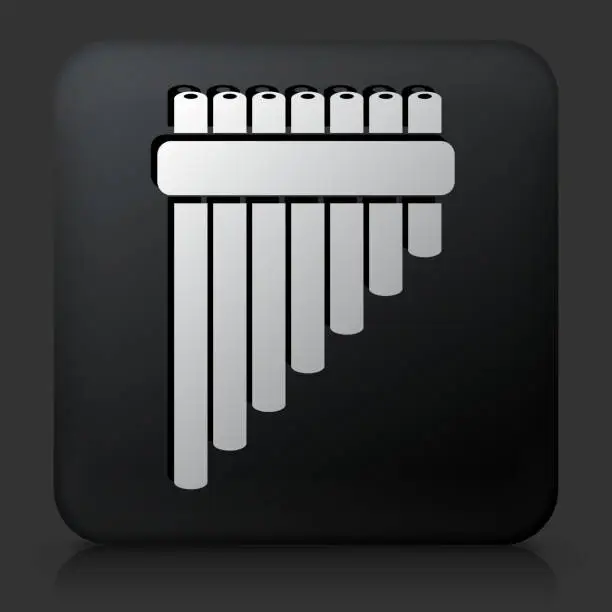 Vector illustration of Black Square Button with Pan Pipes