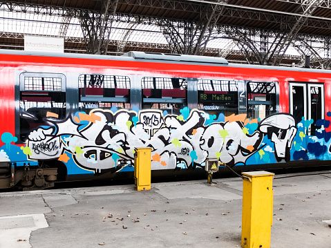 Leipzig, Germany - March 2, 2015: Graffiti on a \