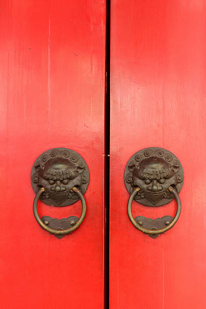 istock The ancient Chinese dragon head door. 476605004