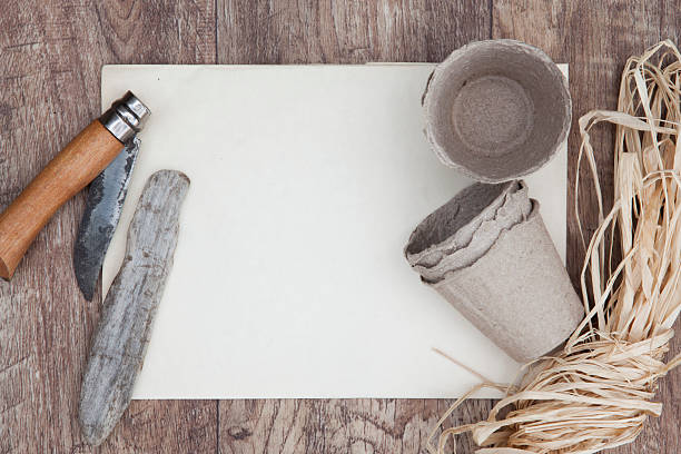 istock Gardening background with blank paper 476605650