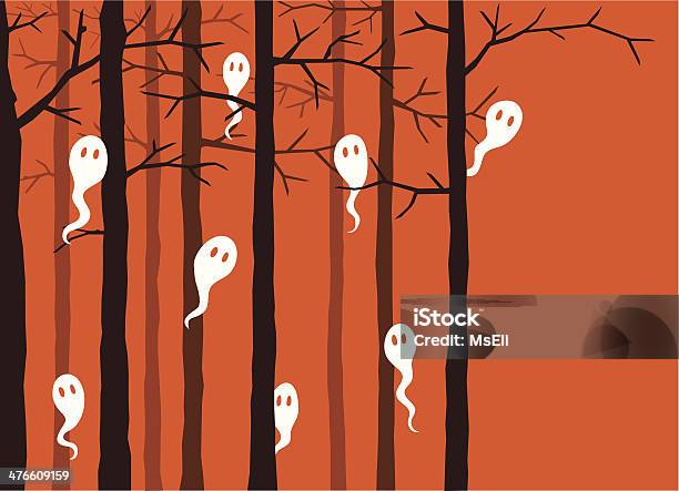 Ghosts In The Forest Stock Illustration - Download Image Now - Woodland, Spooky, Horror