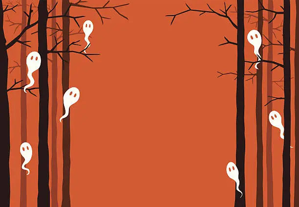 Vector illustration of Ghosts in the forest