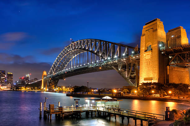 istock Sydney Harbour Bridge blue twilight, view from North Sydney. 476609594