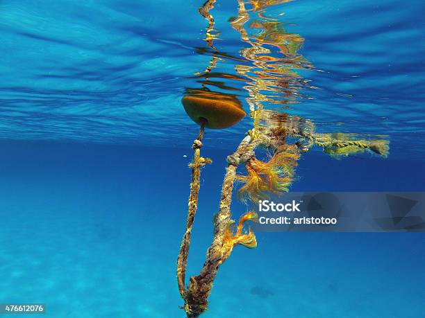 Underwater Image Of A Buoy Stock Photo - Download Image Now - 2015, Blue, Buoy