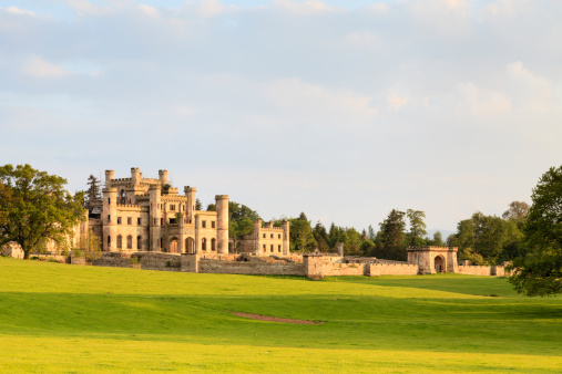 Lowther, England - June 6, 2013:  Lowther castle is a 19th century country house in Cumbria, England.  The castle ruins have been consolidated and the gardens are now open to the public.