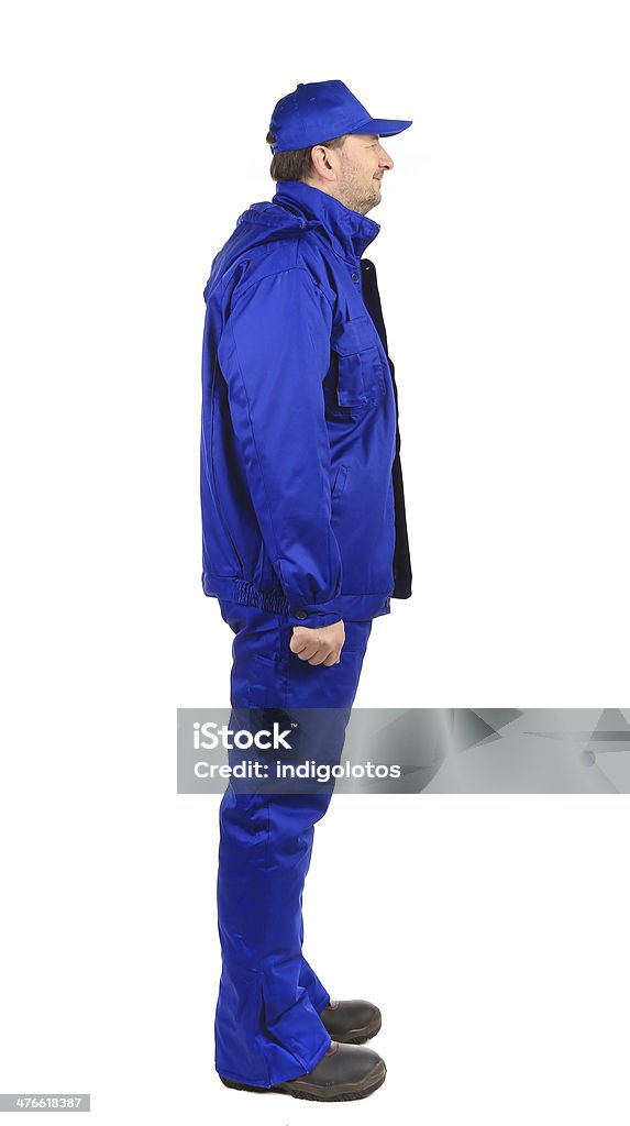 Arbeiter in blauer uniform. - Lizenzfrei Bauarbeiter Stock-Foto