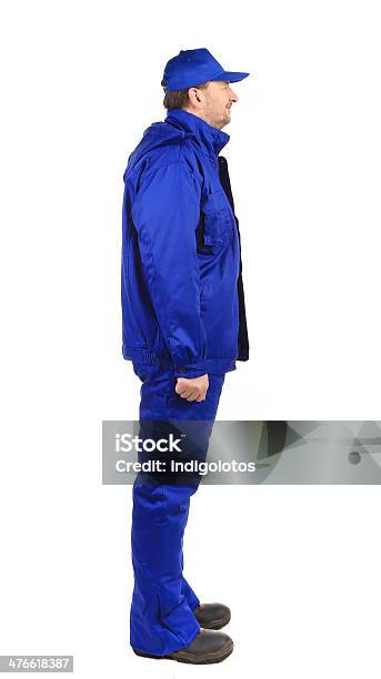 Arbeiter In Blauer Uniform Stockfoto und mehr Bilder von Bauarbeiter - Bauarbeiter, Blau, Designberuf