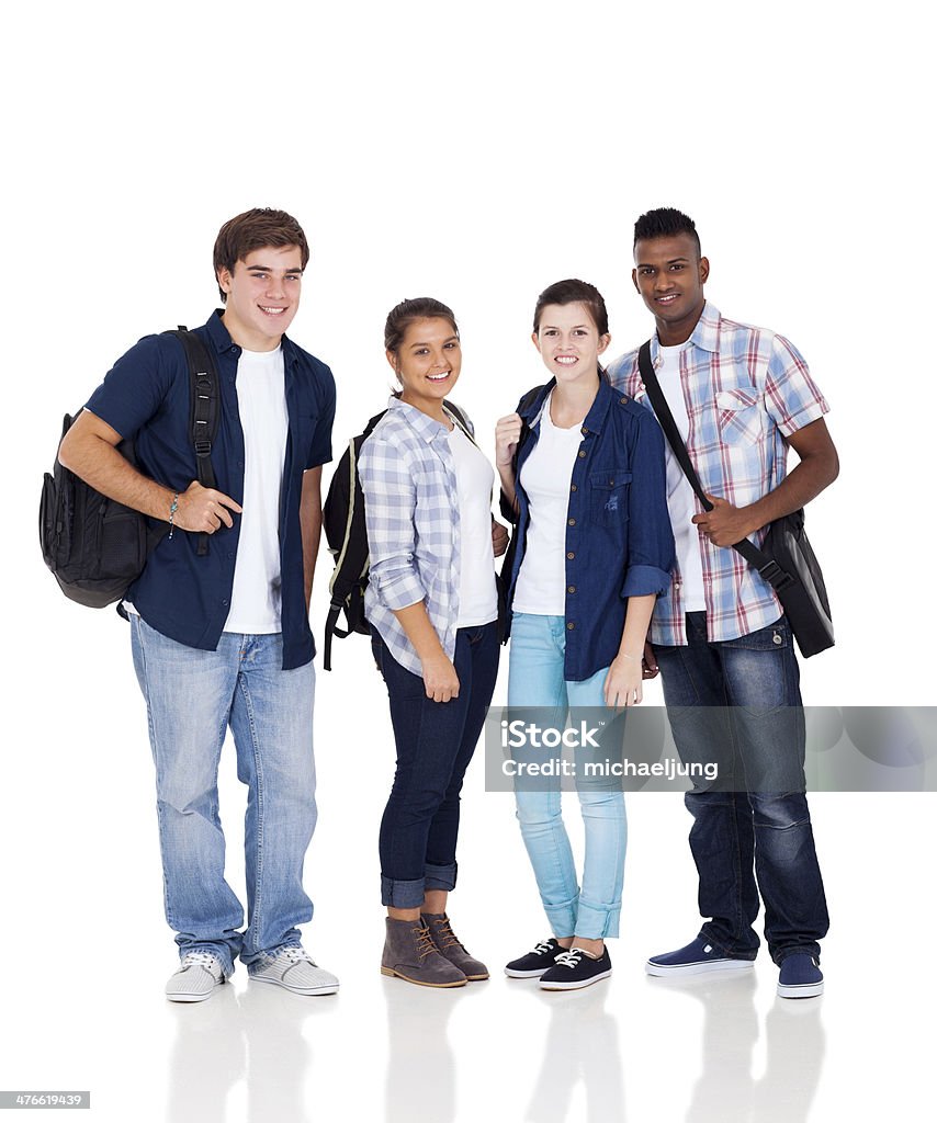 Gruppo di studenti delle scuole superiori - Foto stock royalty-free di Sfondo bianco