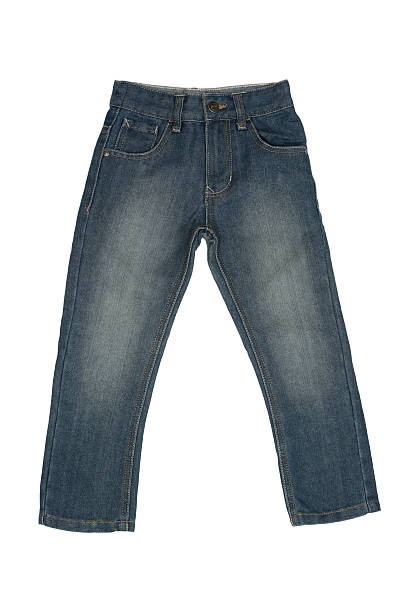 istock Children's blue stone washed jeans isolated on white background 476620170