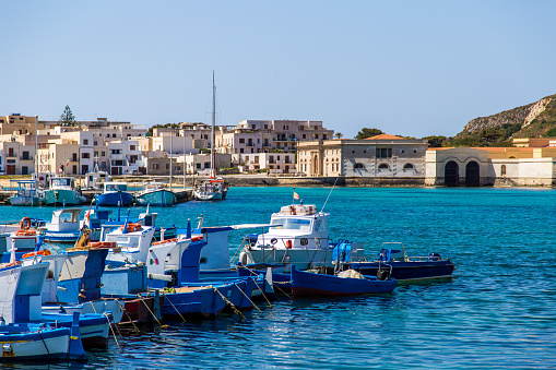 Fishing boats in Port of Favignana (Egadi islands, Sicily, Italy)