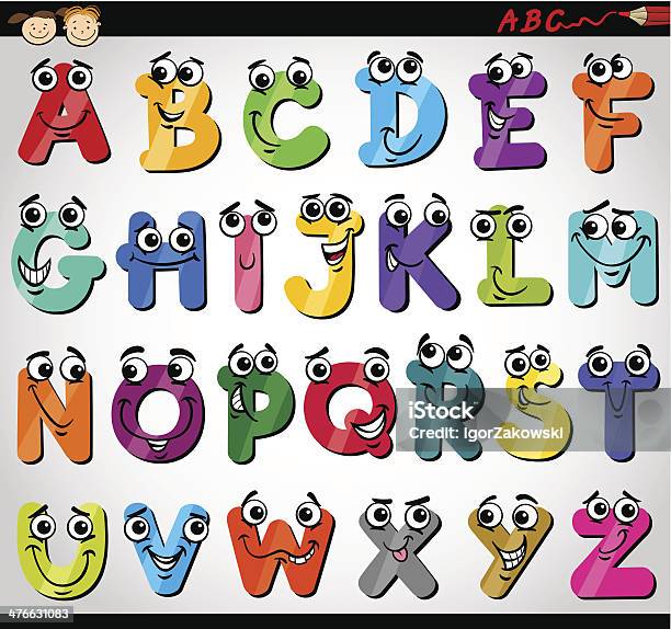 Buchstaben Alphabet Cartoon Illustration Stock Vektor Art und mehr Bilder von Alphabet - Alphabet, Alphabetische Reihenfolge, Bildung