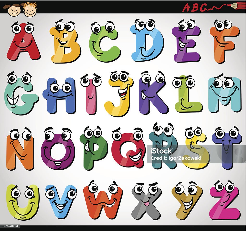 capital letters alphabet cartoon illustration Cartoon Illustration of Funny Capital Letters Alphabet for Children Education Alphabet stock vector