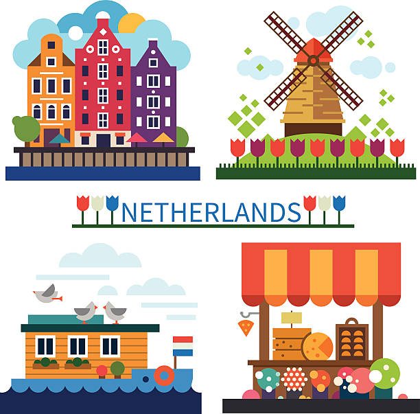 ilustrações, clipart, desenhos animados e ícones de bem-vindos à holanda - amsterdam
