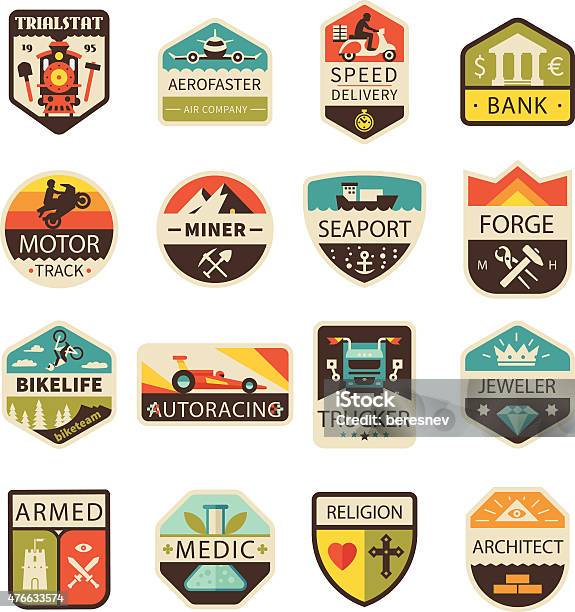 Vintage Logos And Badges Stock Illustration - Download Image Now - Bicycle, Retro Style, Badge